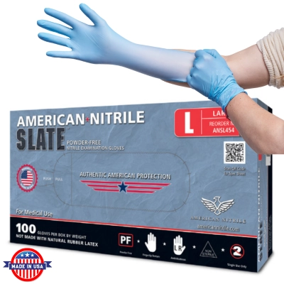 American Nitrile® Slate™ American Made Blue Nitrile Exam Gloves, Latex Free, 1000/Case